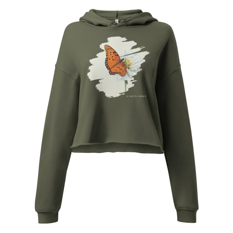 Flutter & Bloom – Cropped Hoodie – Black