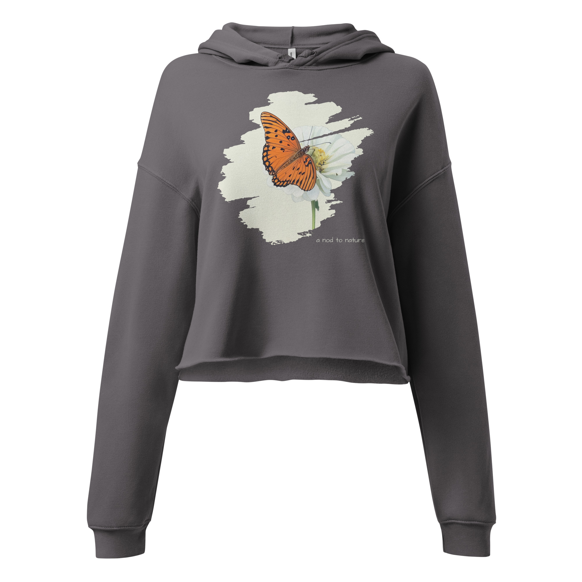 Flutter & Bloom – Cropped Hoodie – Black