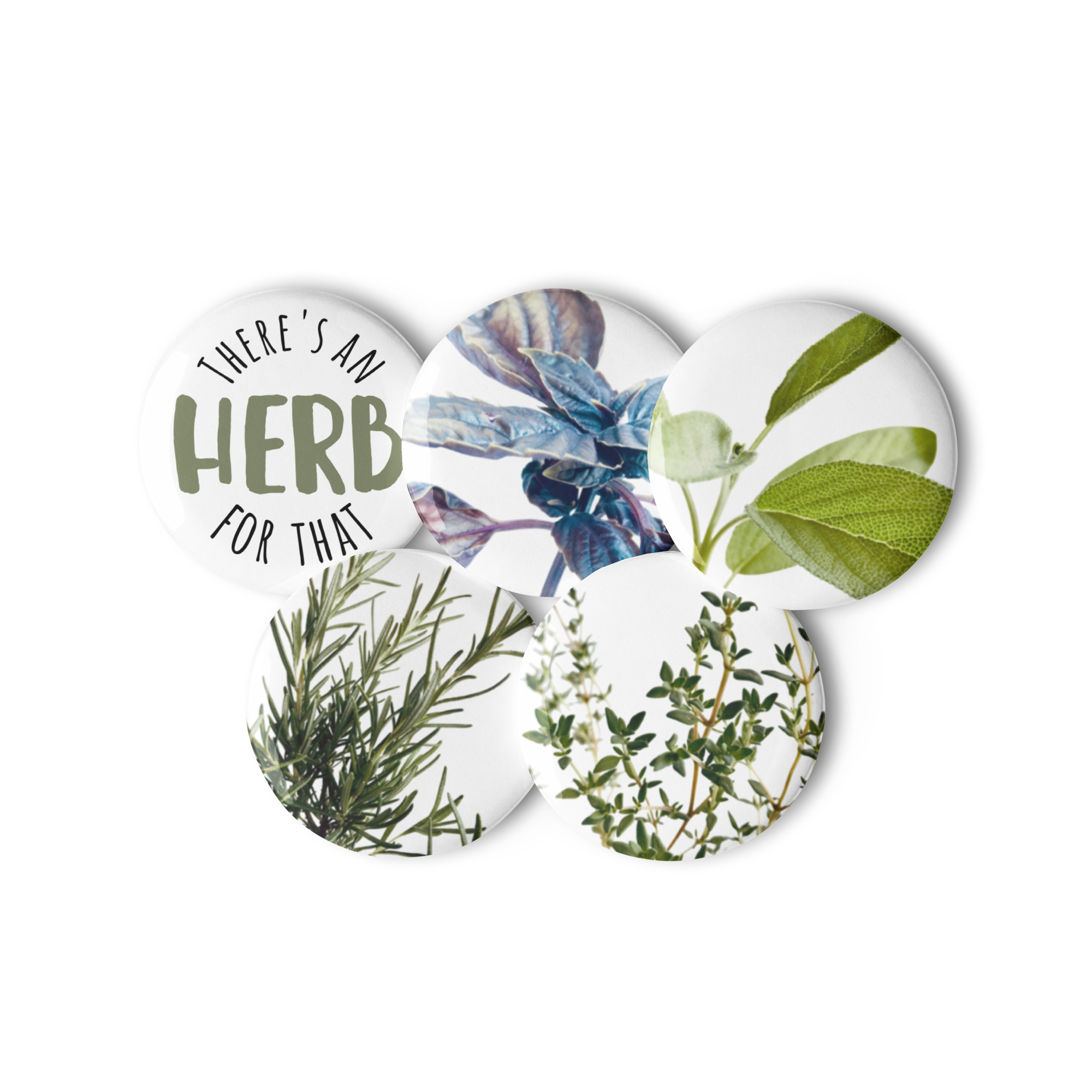 Herbs Herbs button pins – 1.25″ (front view)