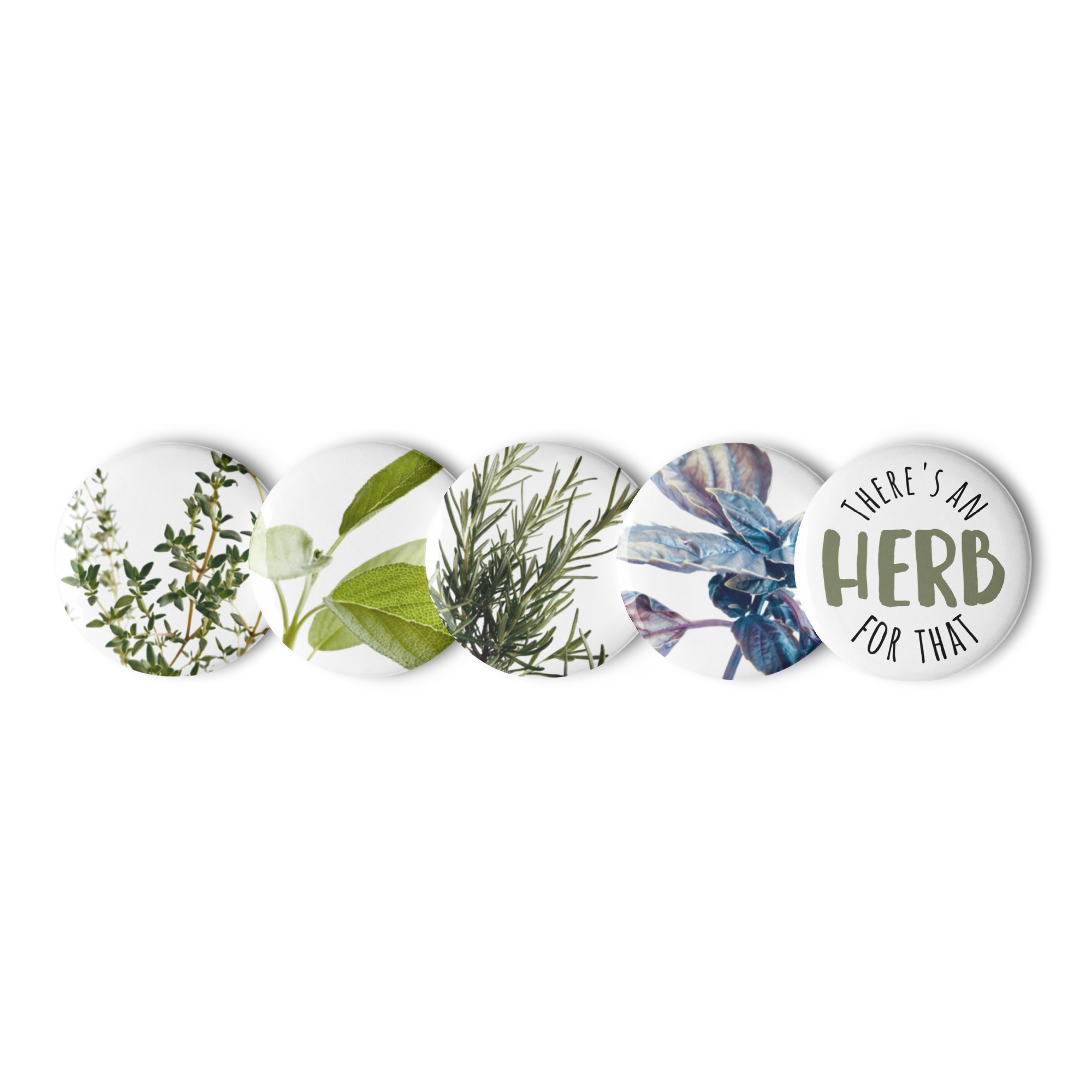 Herbs Herbs button pins – 1.25″ (front view)