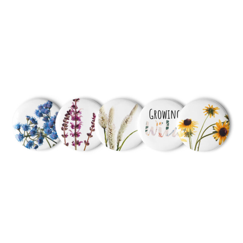 Wildflower button pins – 1.25″