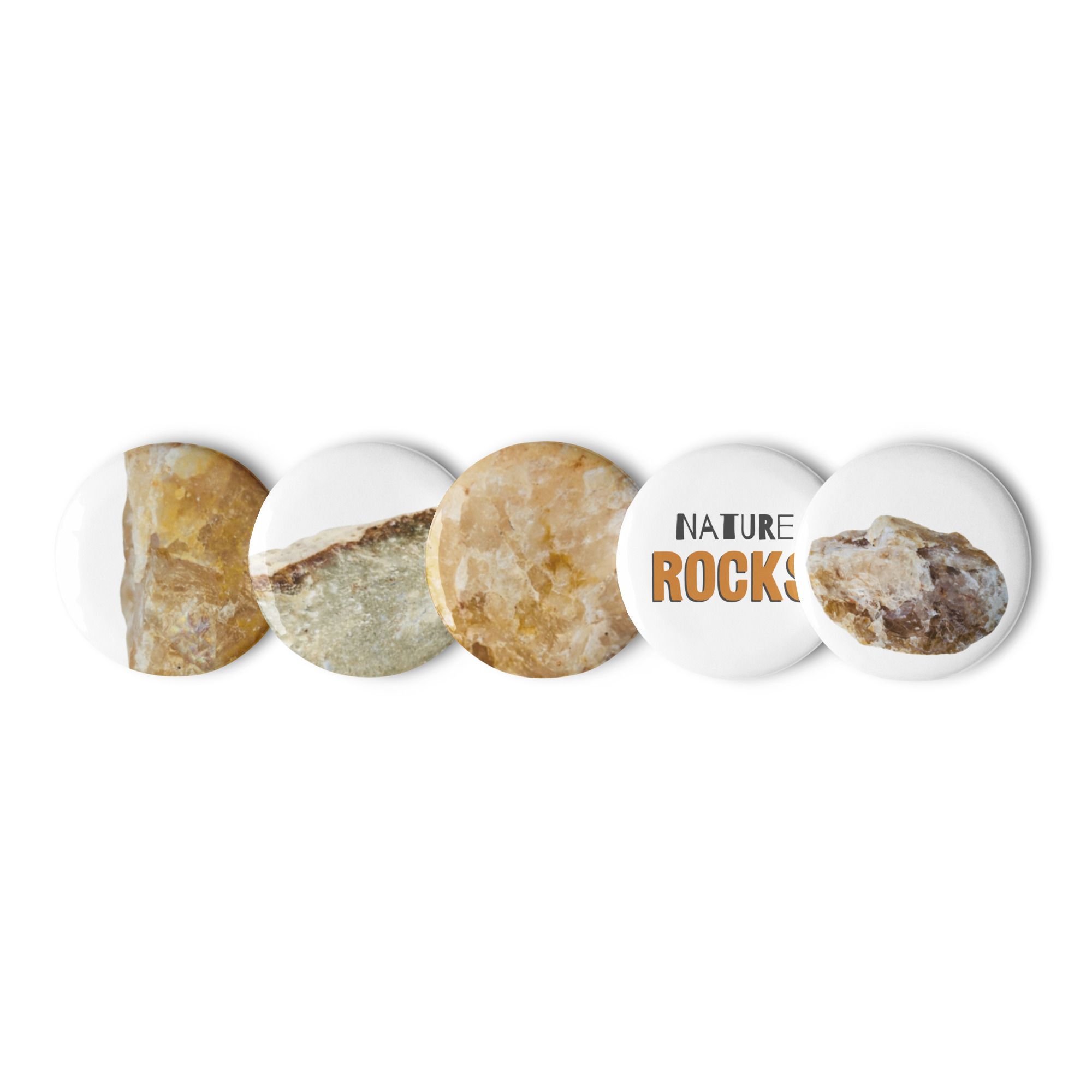 Nature Rocks No. 2 button pins – 1.25″ (front view)
