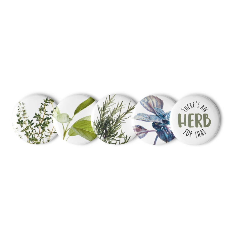 Herbs button pins – 1.25″ (front view)