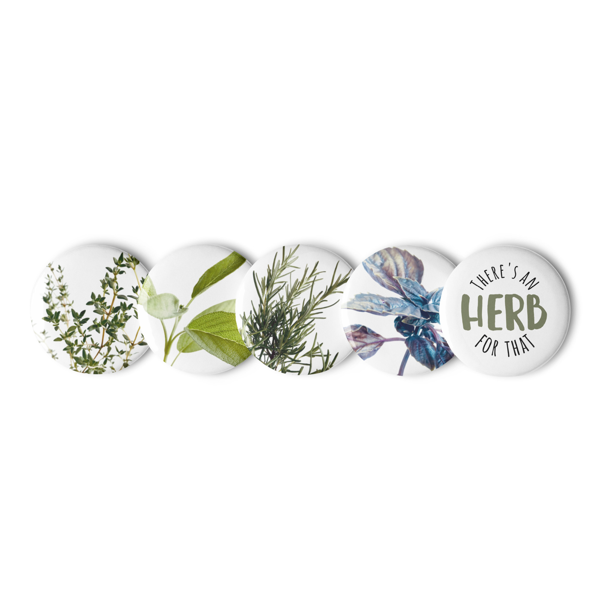 Herbs Herbs button pins – 1.25″ (front view)