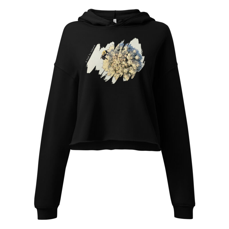 Gather – Cropped Hoodie – Black (front view)