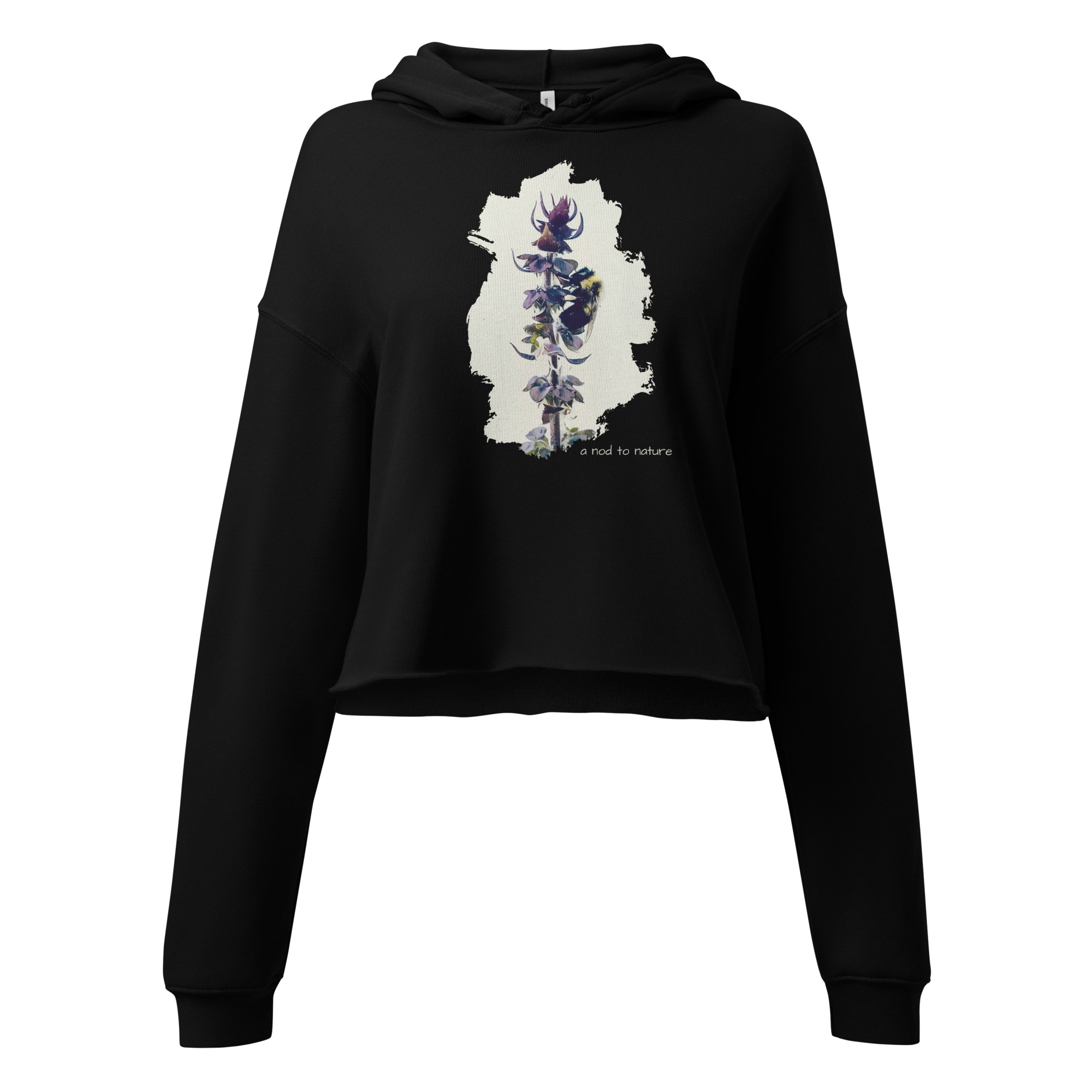 Bee & Basil – Cropped Hoodie – Black (front view)