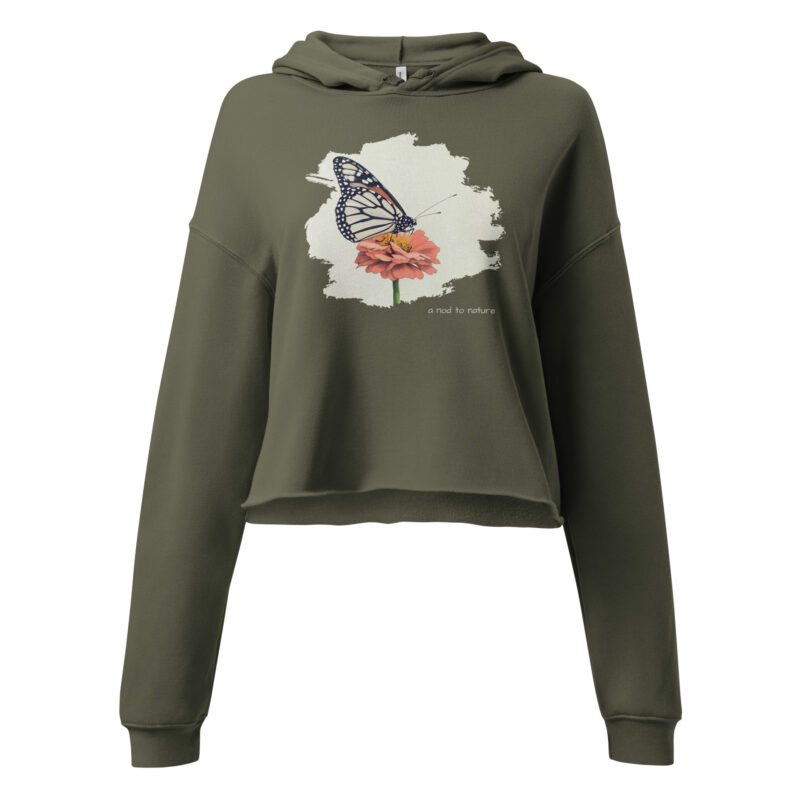 Monarch & Bloom – Cropped Hoodie – Black (front view)