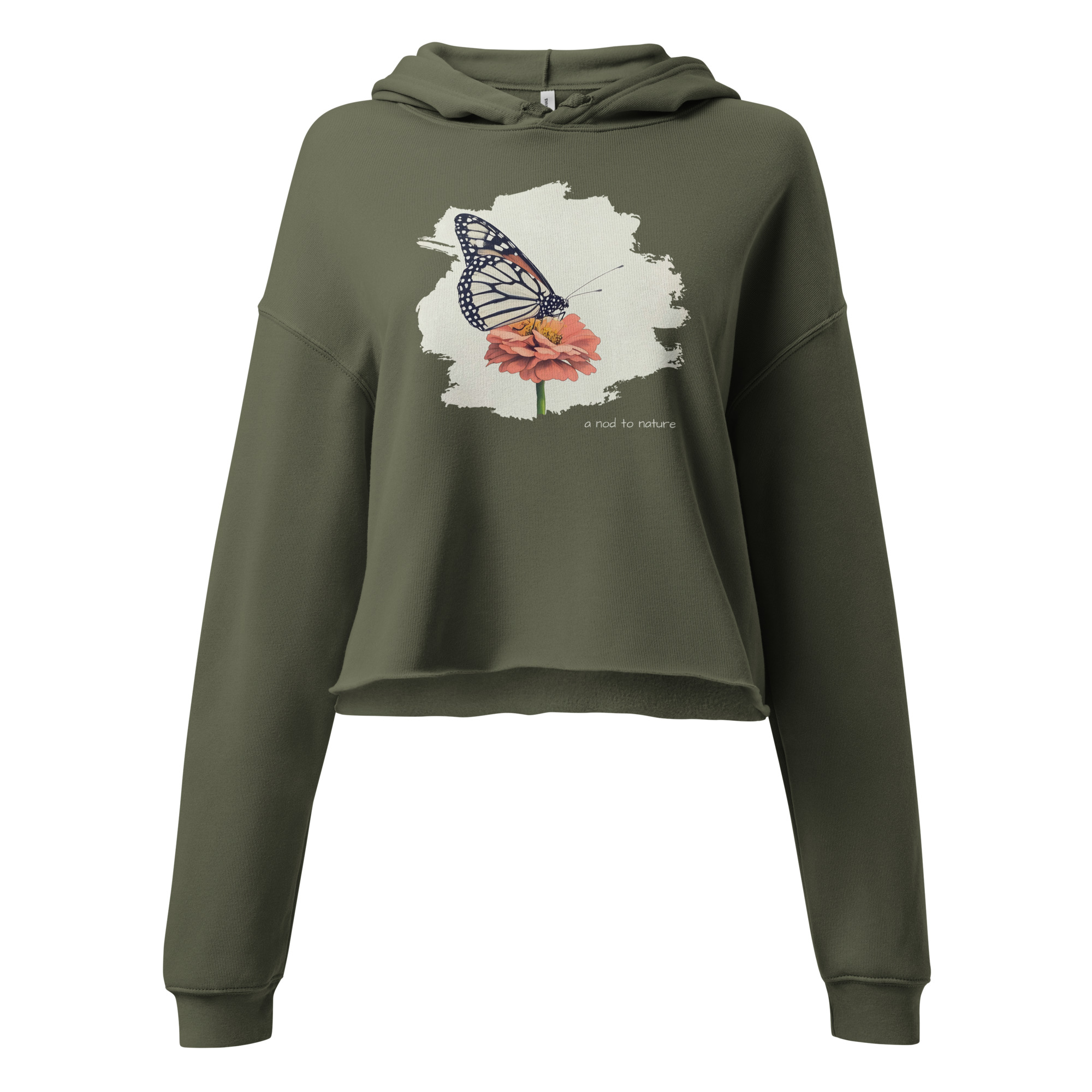 Monarch & Bloom – Cropped Hoodie – Black (front view)