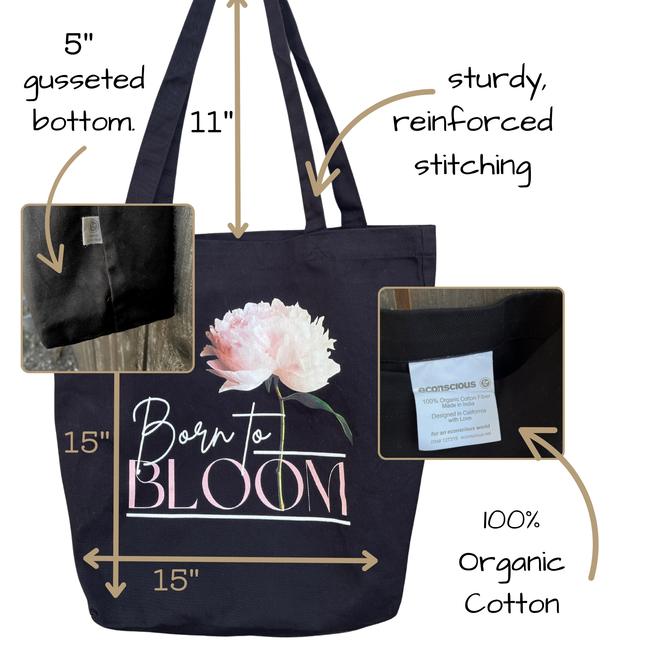 Stone – Organic Tote Stone – Organic Tote tote bags – Black