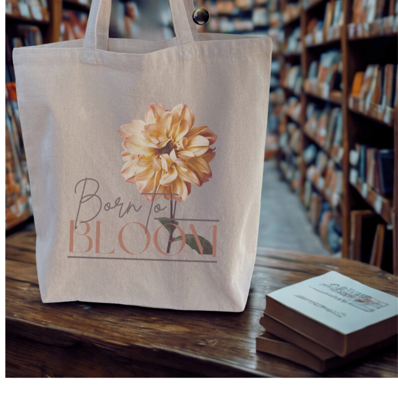 Born to Bloom — Golden Dahlia Standard Tote tote bags – Natural