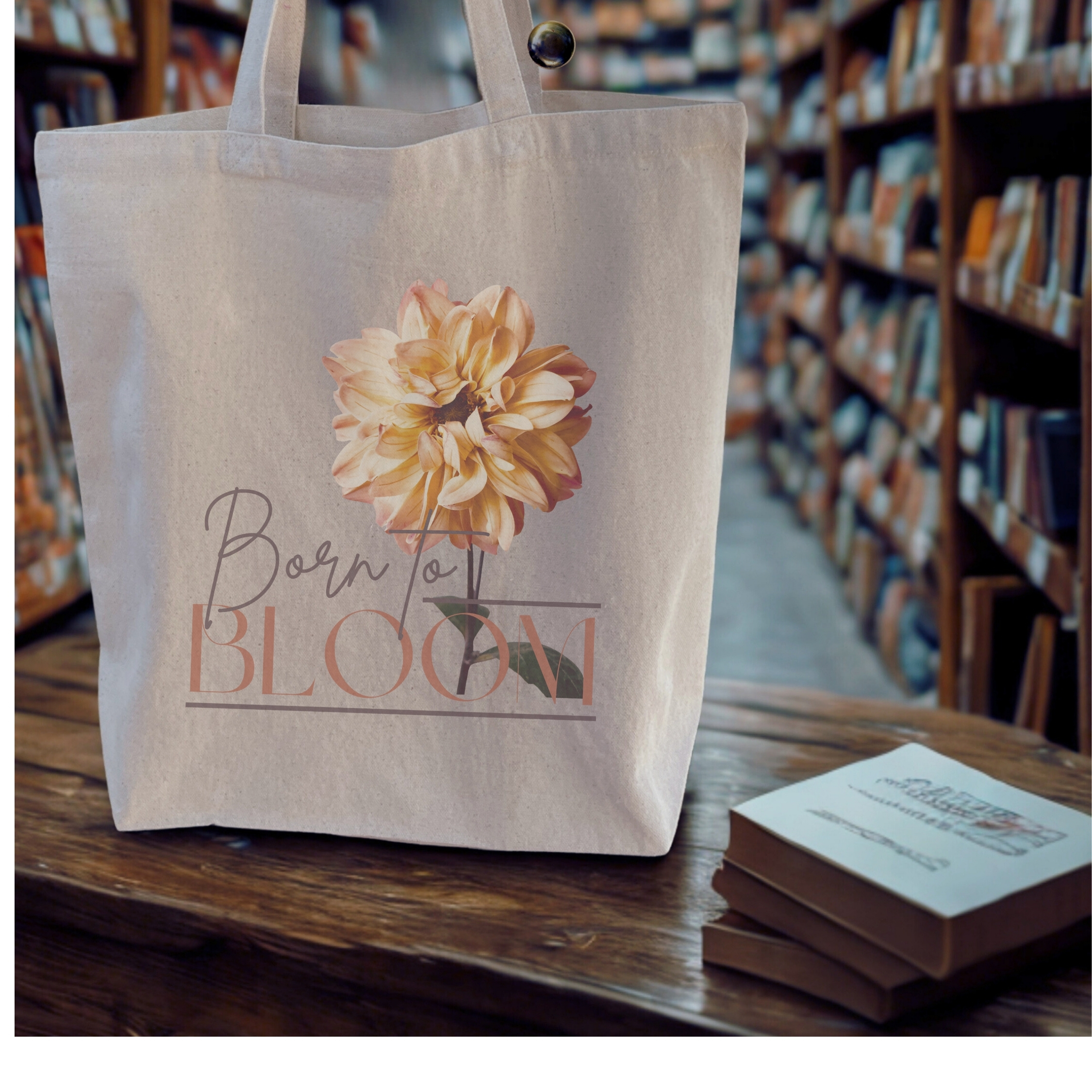 Born to Bloom — Golden Dahlia Standard Tote Born to Bloom — Golden Dahlia Standard Tote tote bags – Natural