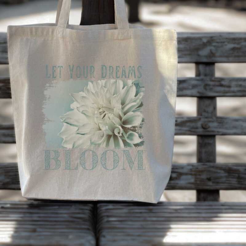 Dream Bloom — Teal Dahlia Standard Tote tote bags – Natural