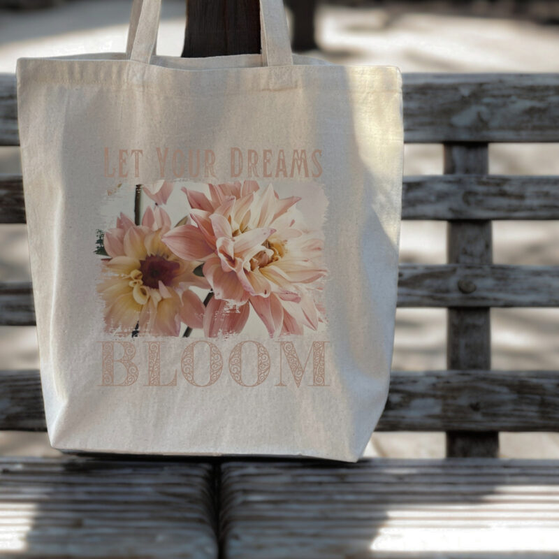 Dream Bloom — Blush Dahlia Standard Tote tote bags – Natural