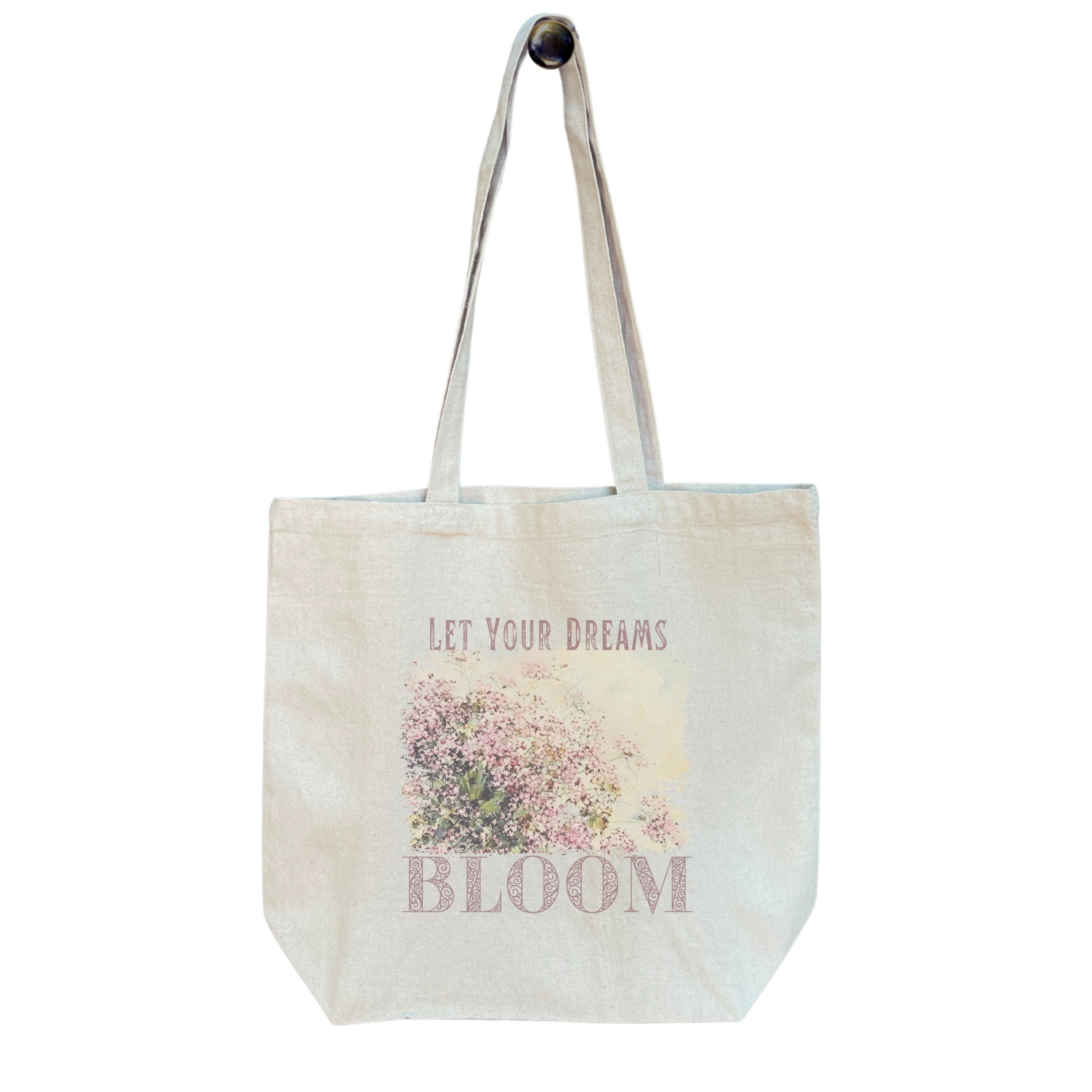 Dream Bloom — Blush Meadow Standard Tote Dream Bloom — Blush Meadow Standard Tote tote bags – Natural (hanging)