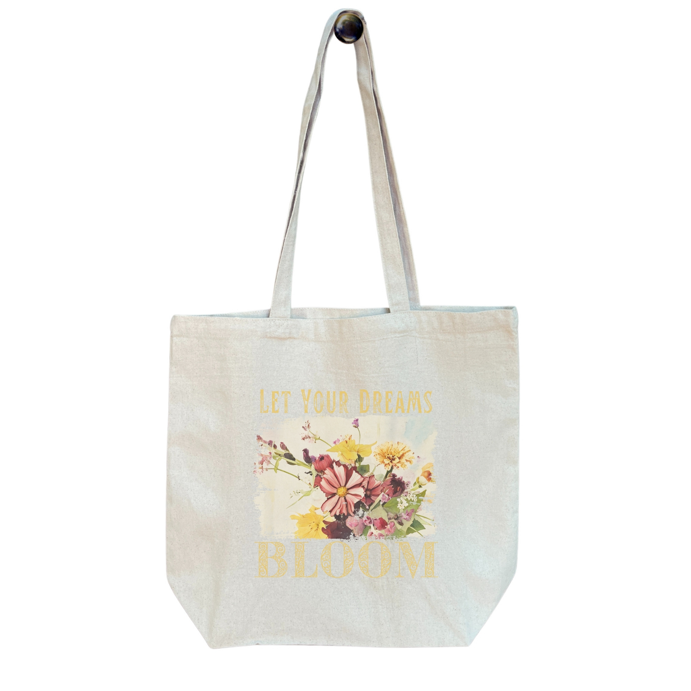 Dream Bloom — Summer Meadow Standard Tote Dream Bloom — Summer Meadow Standard Tote tote bags – Natural (hanging)