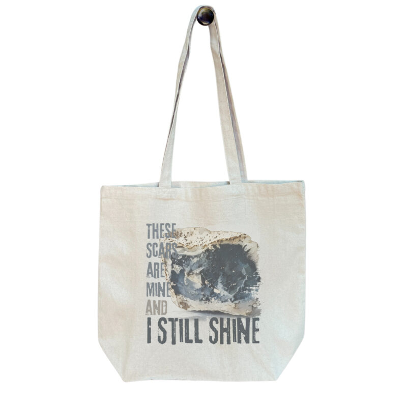 Still I Shine — Indigo Stone Standard Tote tote bags – Natural (hanging)