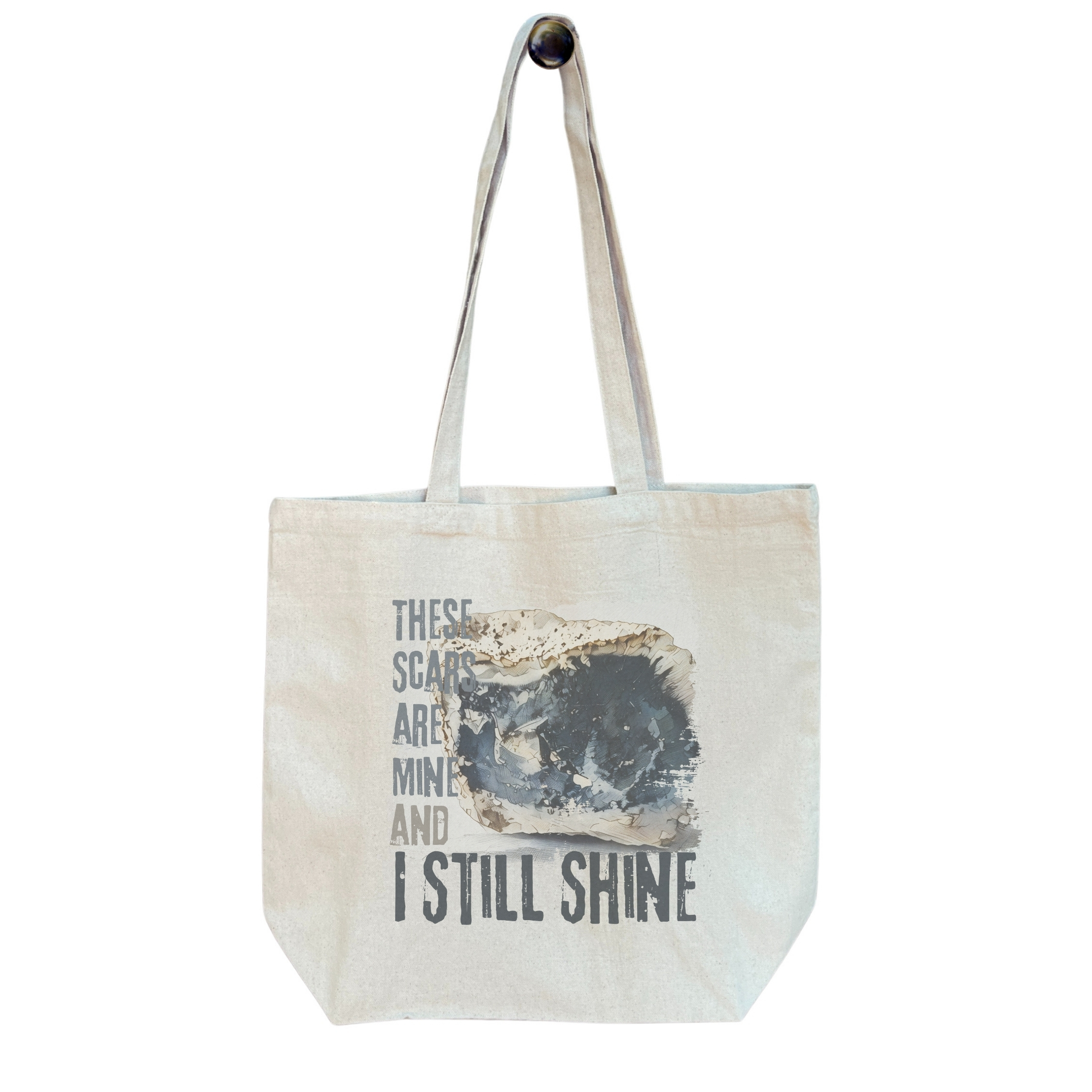 Still I Shine — Indigo Stone Standard Tote Still I Shine — Indigo Stone Standard Tote tote bags – Natural (hanging)