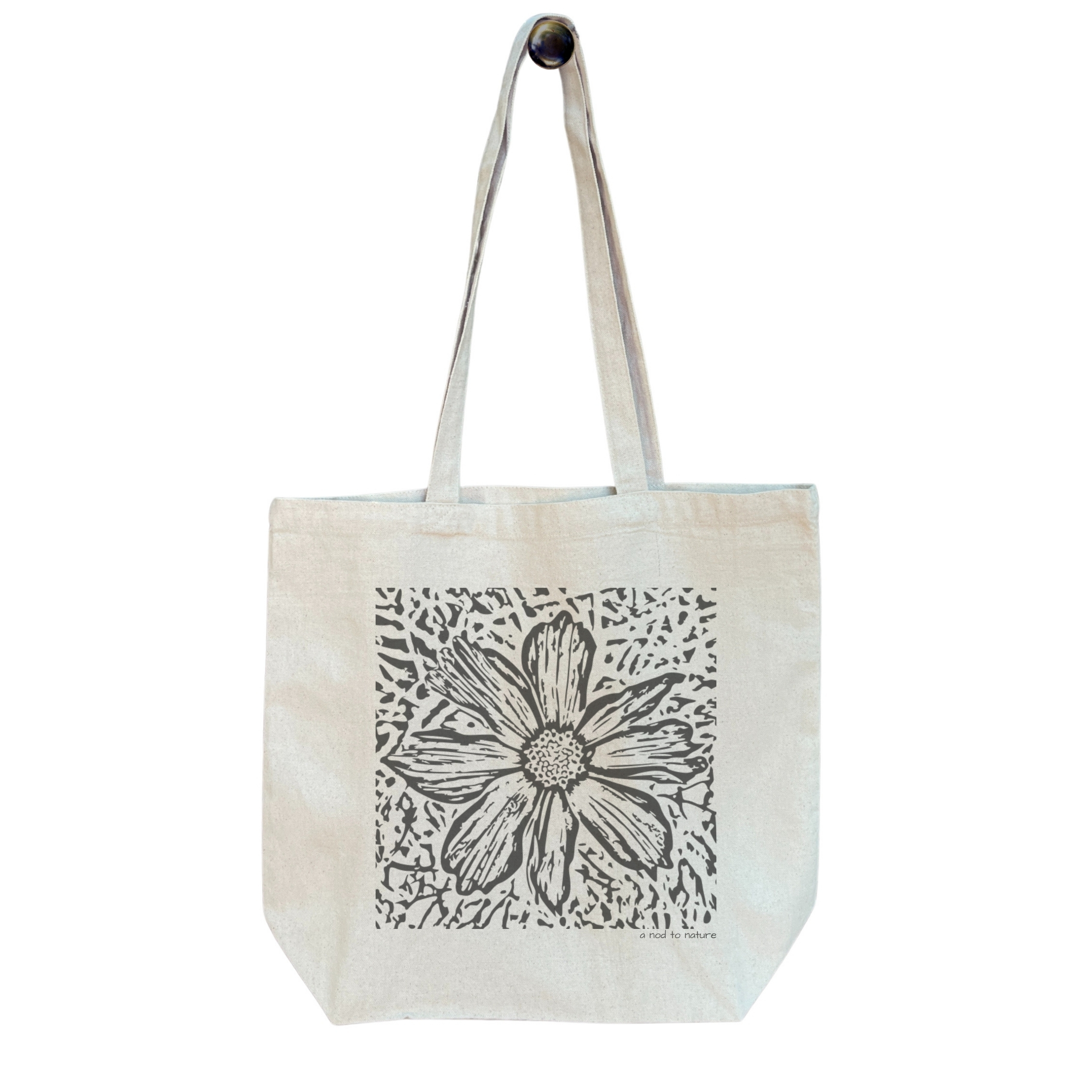 Bloom Etched — Single Blossom Standard Tote Bloom Etched — Single Blossom Standard Tote tote bags – Natural (hanging)