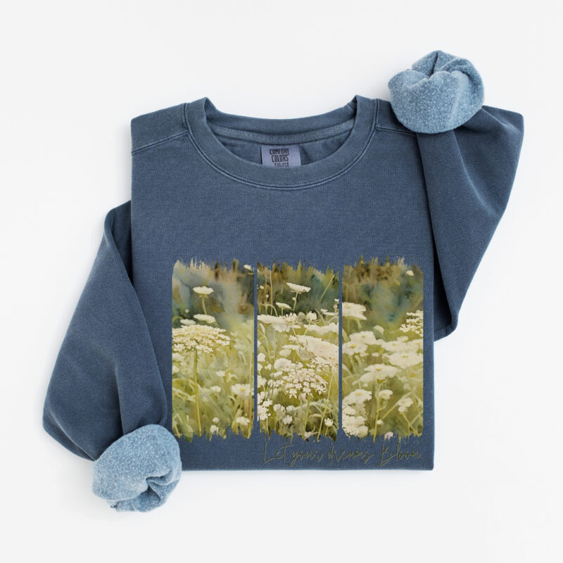 Dream Bloom vintage style sweatshirts – Blue Spruce