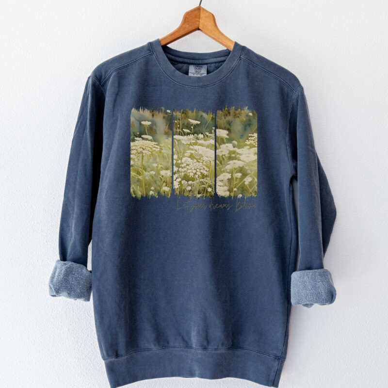 Dream Bloom vintage style sweatshirts – Blue Spruce