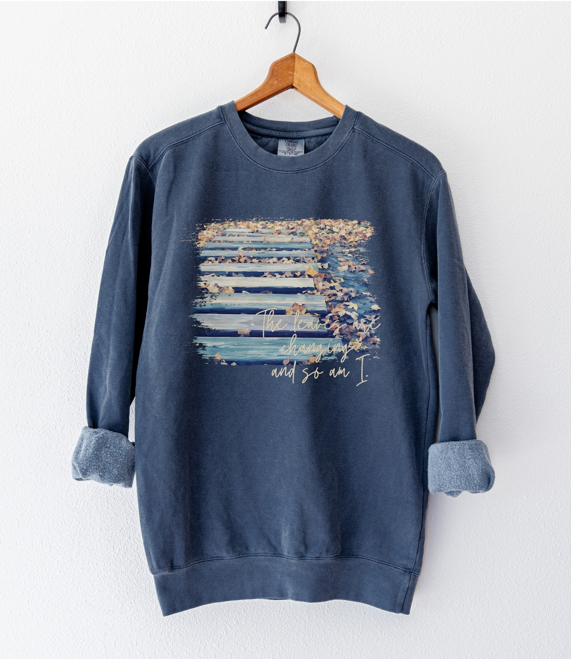 Steps of Change – Classic Fleece Sweatshirt vintage style sweatshirts – Blue Jean (front view)