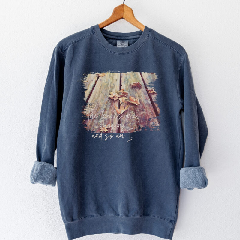 Fallen Leaves – Vintage Fleece Sweatshirt vintage style sweatshirts – Crimson