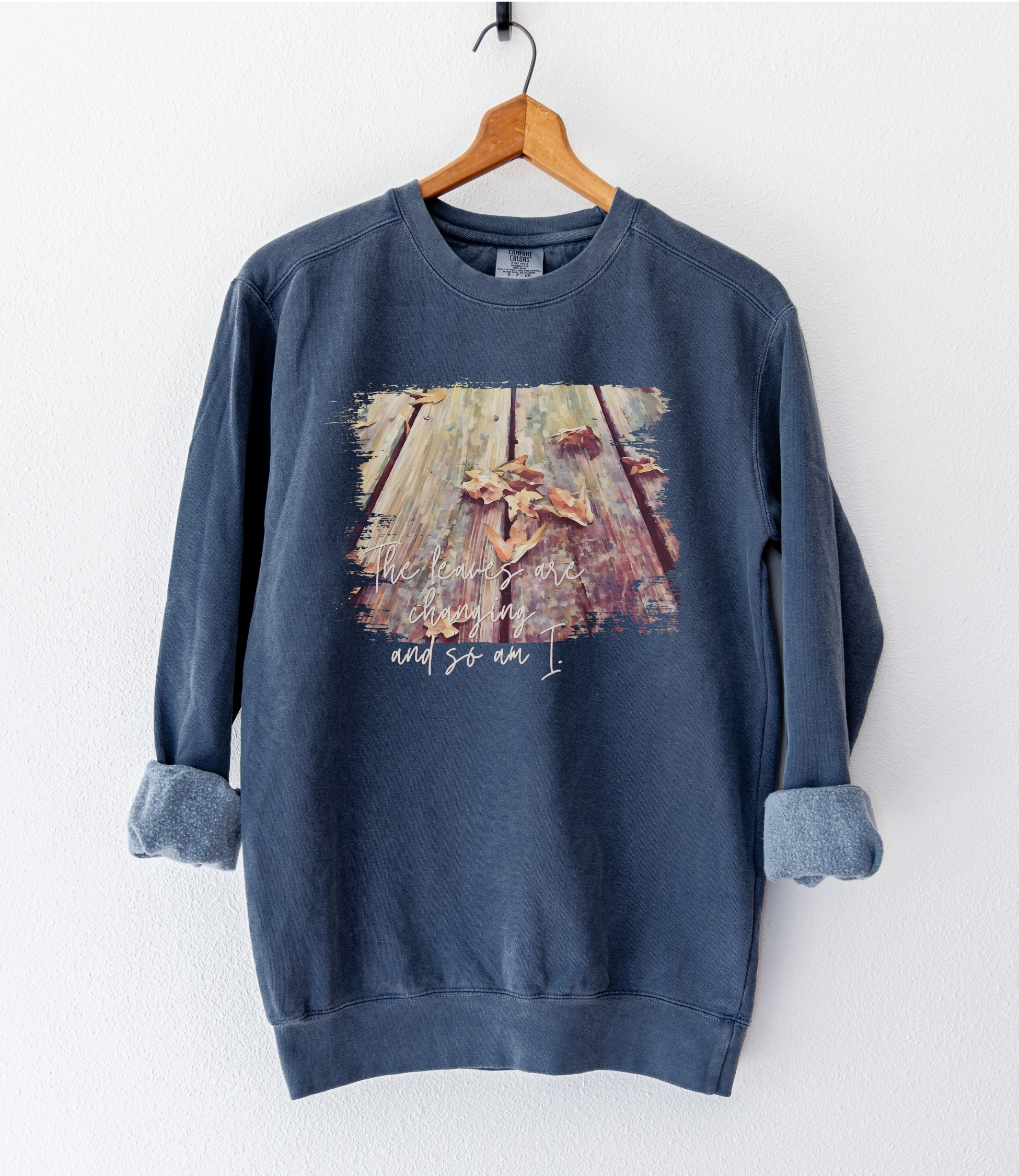 Fallen Leaves – Vintage Fleece Sweatshirt vintage style sweatshirts – Crimson (front view)