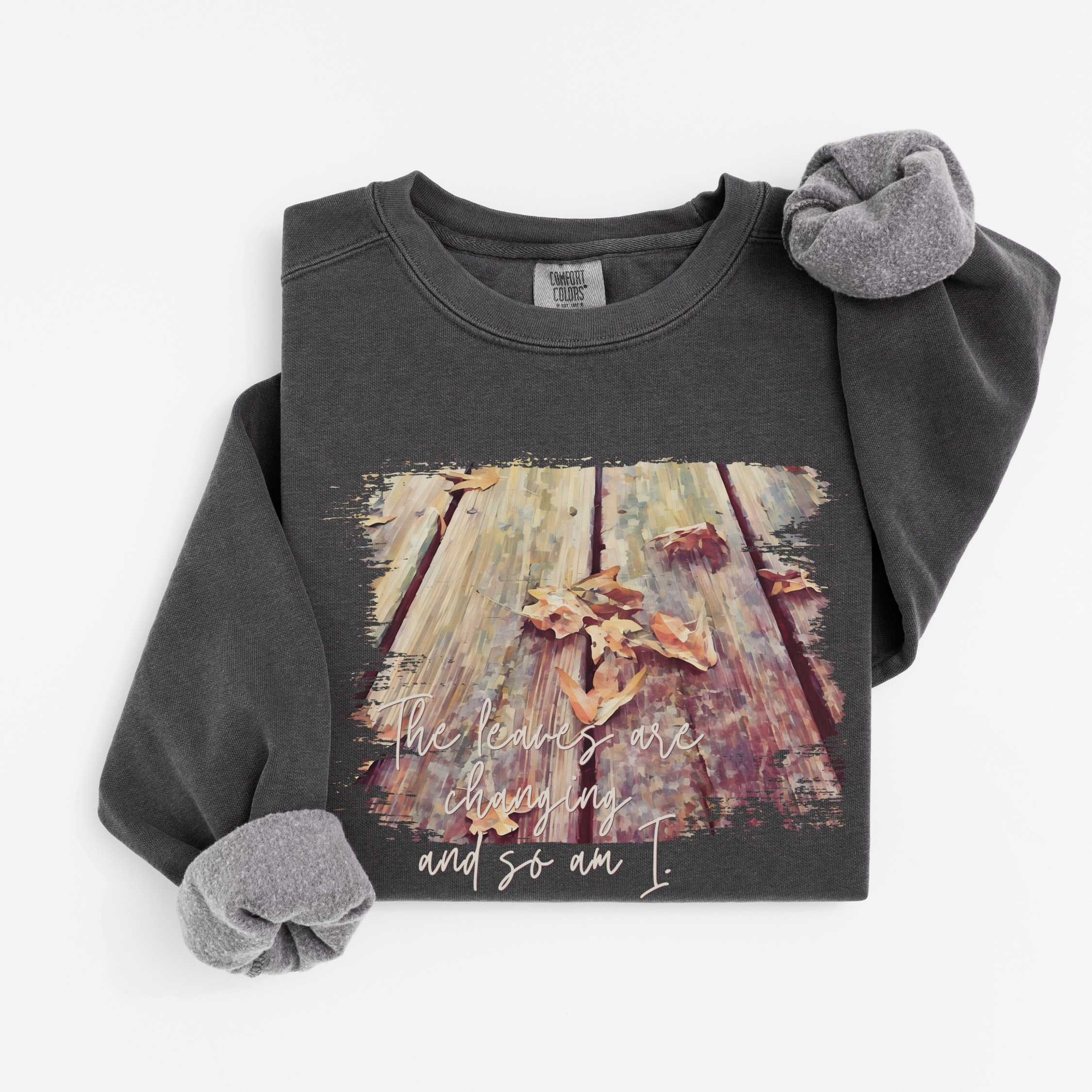 Fallen Leaves – Vintage Fleece Sweatshirt vintage style sweatshirts – Crimson