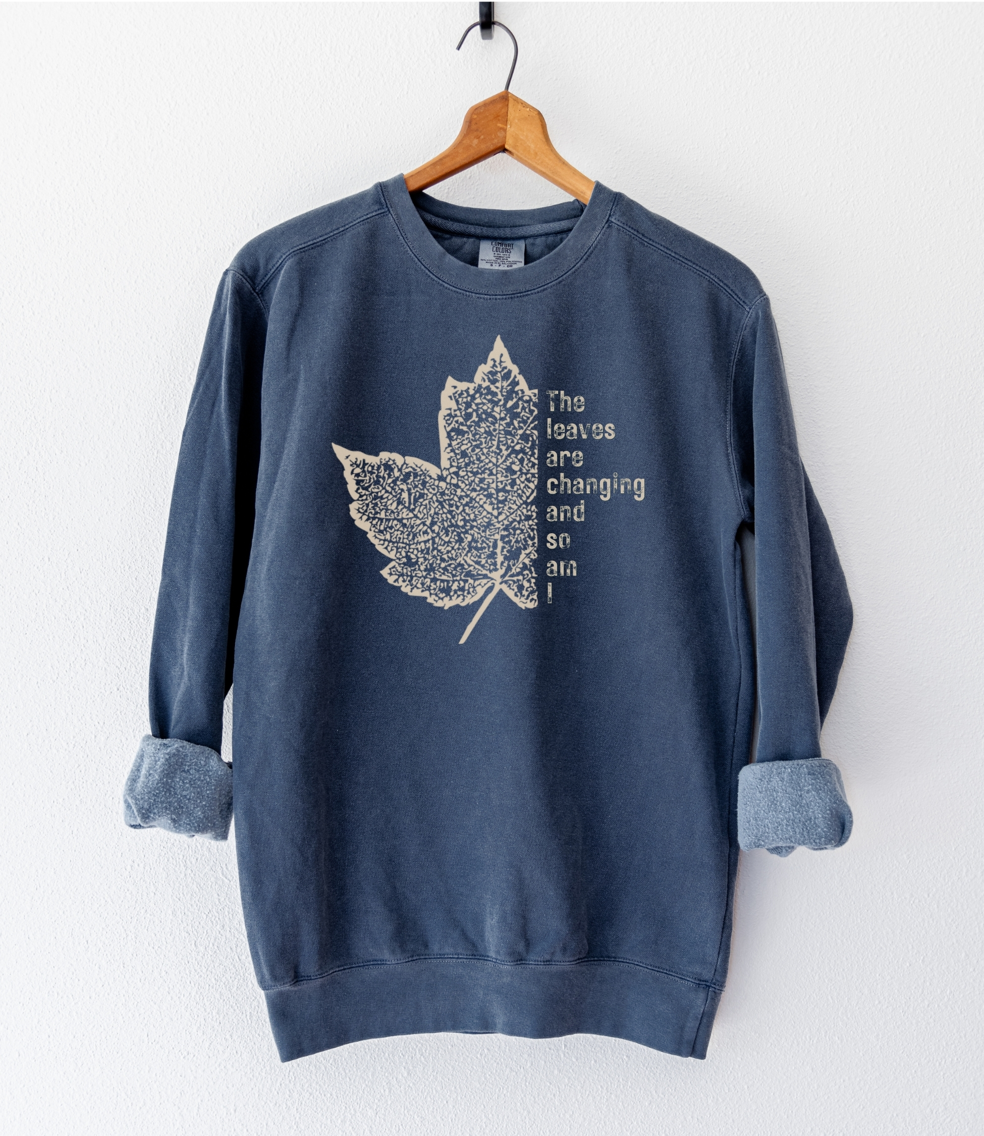 Leaves of Change – Vintage Fleece Sweatshirt vintage style sweatshirts – Blue Spruce (front view)