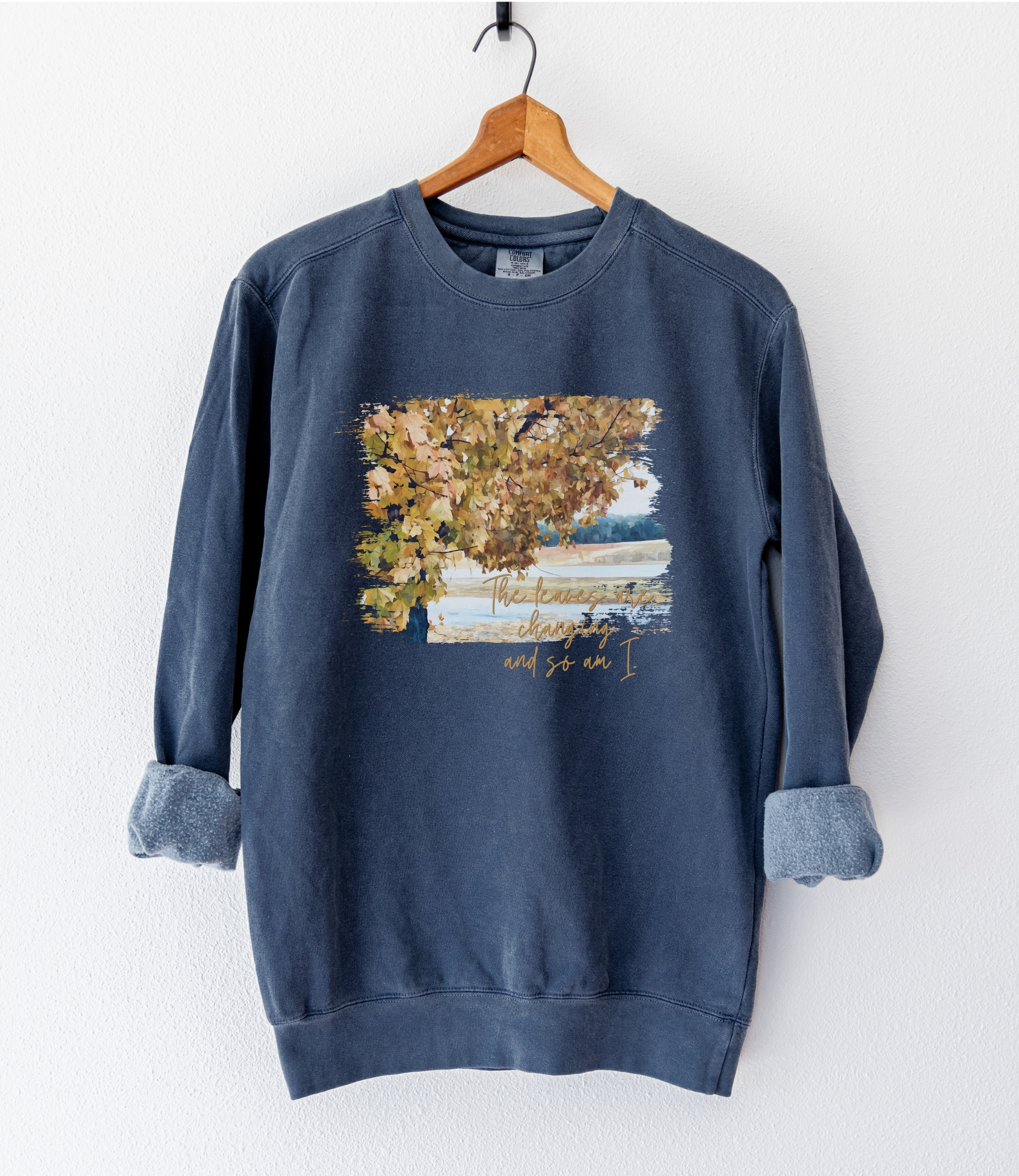 Golden Change – Vintage Fleece Sweatshirt vintage style sweatshirts – Blue Jean (front view)