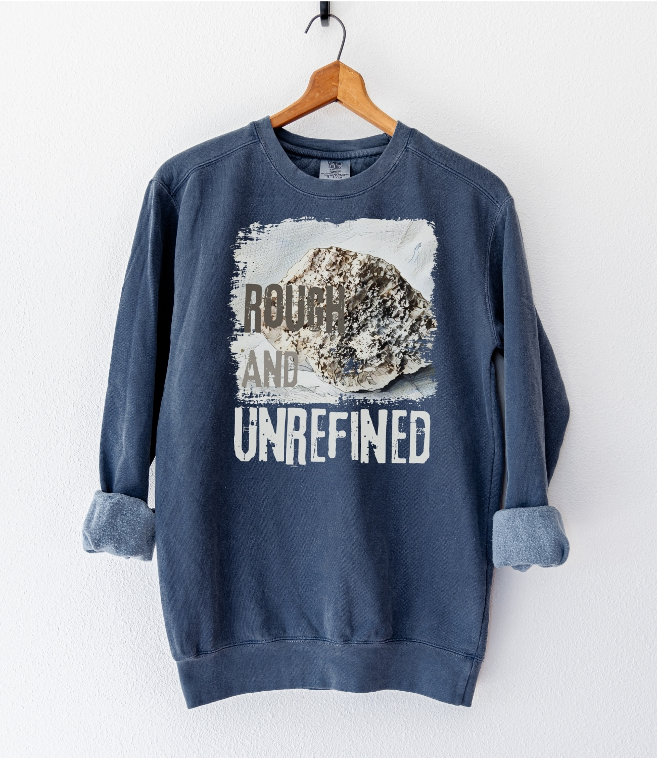 Unrefined vintage style sweatshirts – Denim (front view)