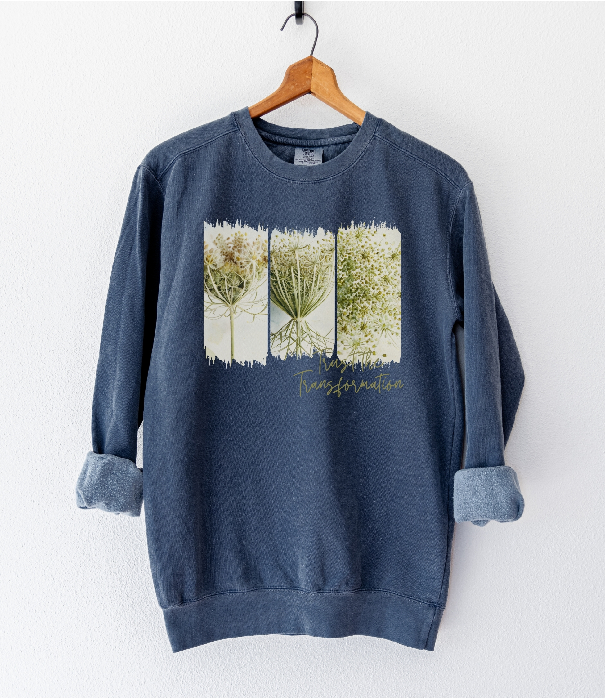 Lace Transformation Lace Transformation vintage style sweatshirts – Blue Spruce (front view)