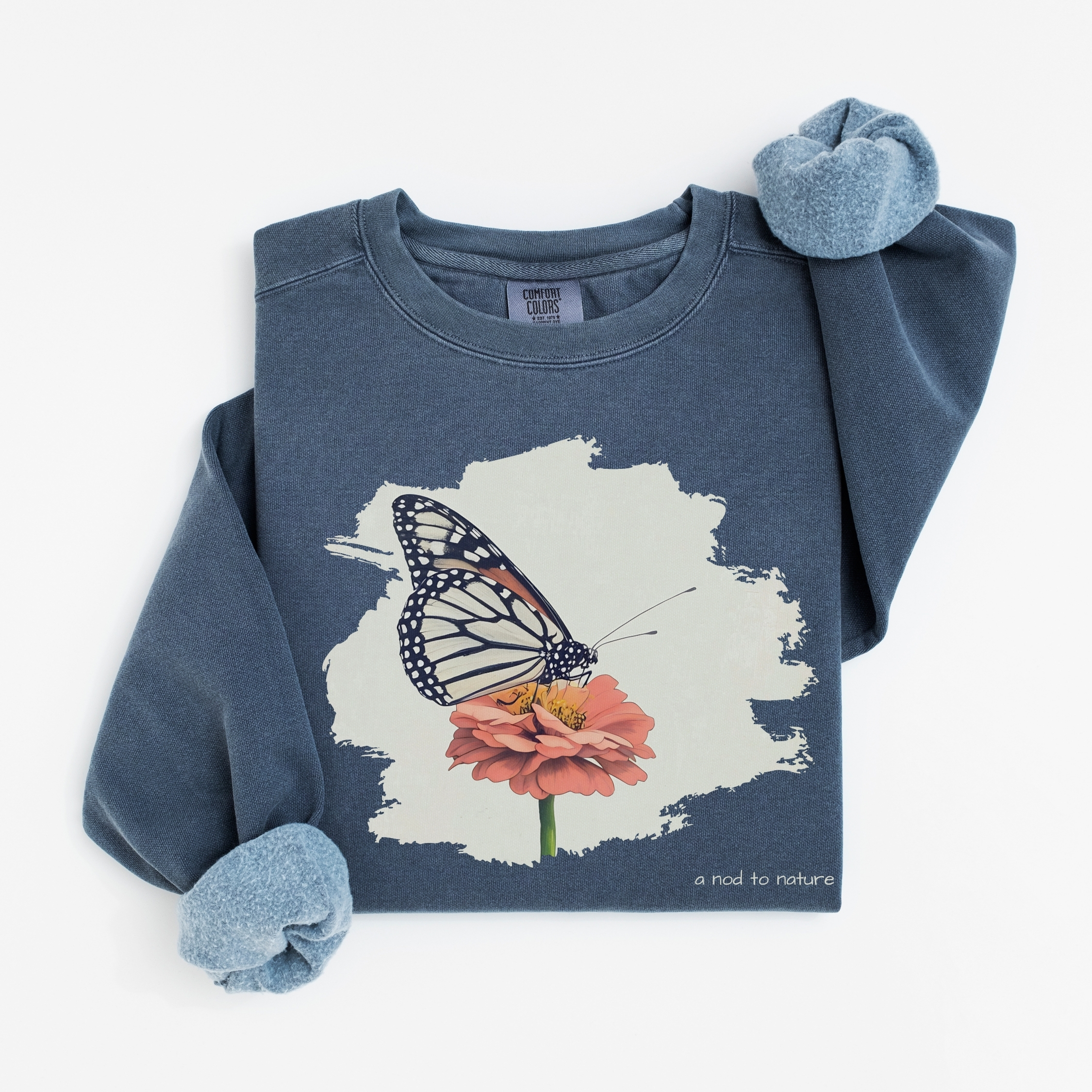 Monarch & Bloom – Unisex Sweatshirt vintage style sweatshirts – Blue Jean