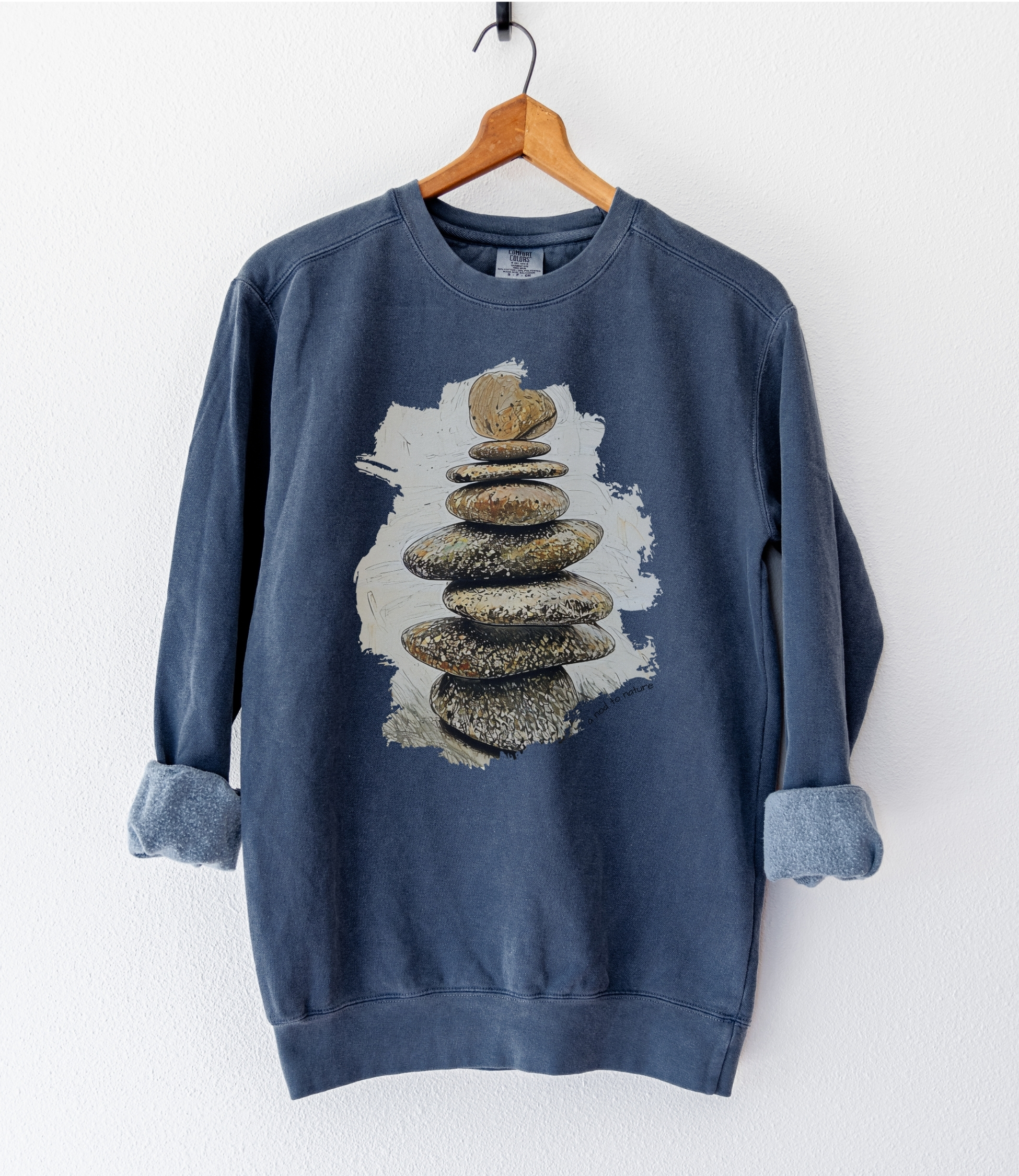 Stacked Stones Stacked Stones vintage style sweatshirts – Denim (front view)