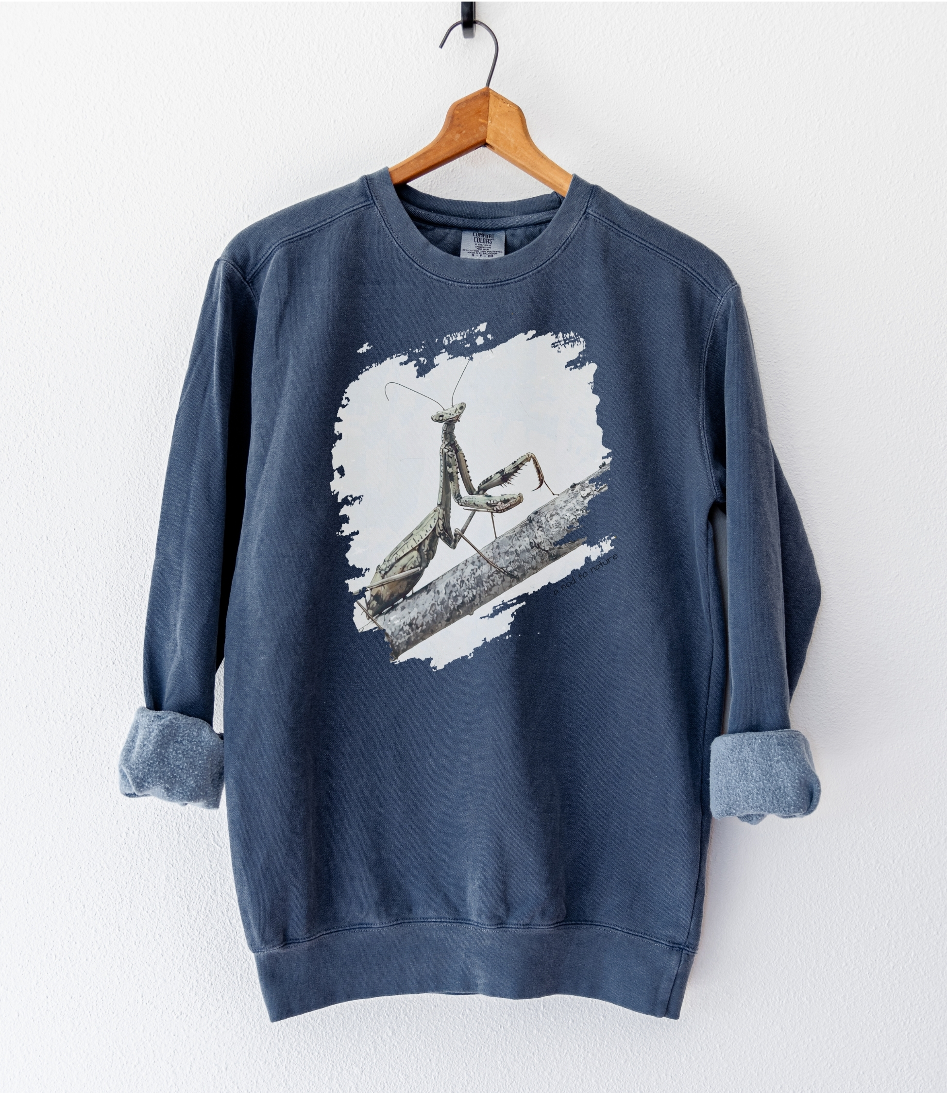 Praying Mantis Praying Mantis vintage style sweatshirts – Blue Spruce (front view)