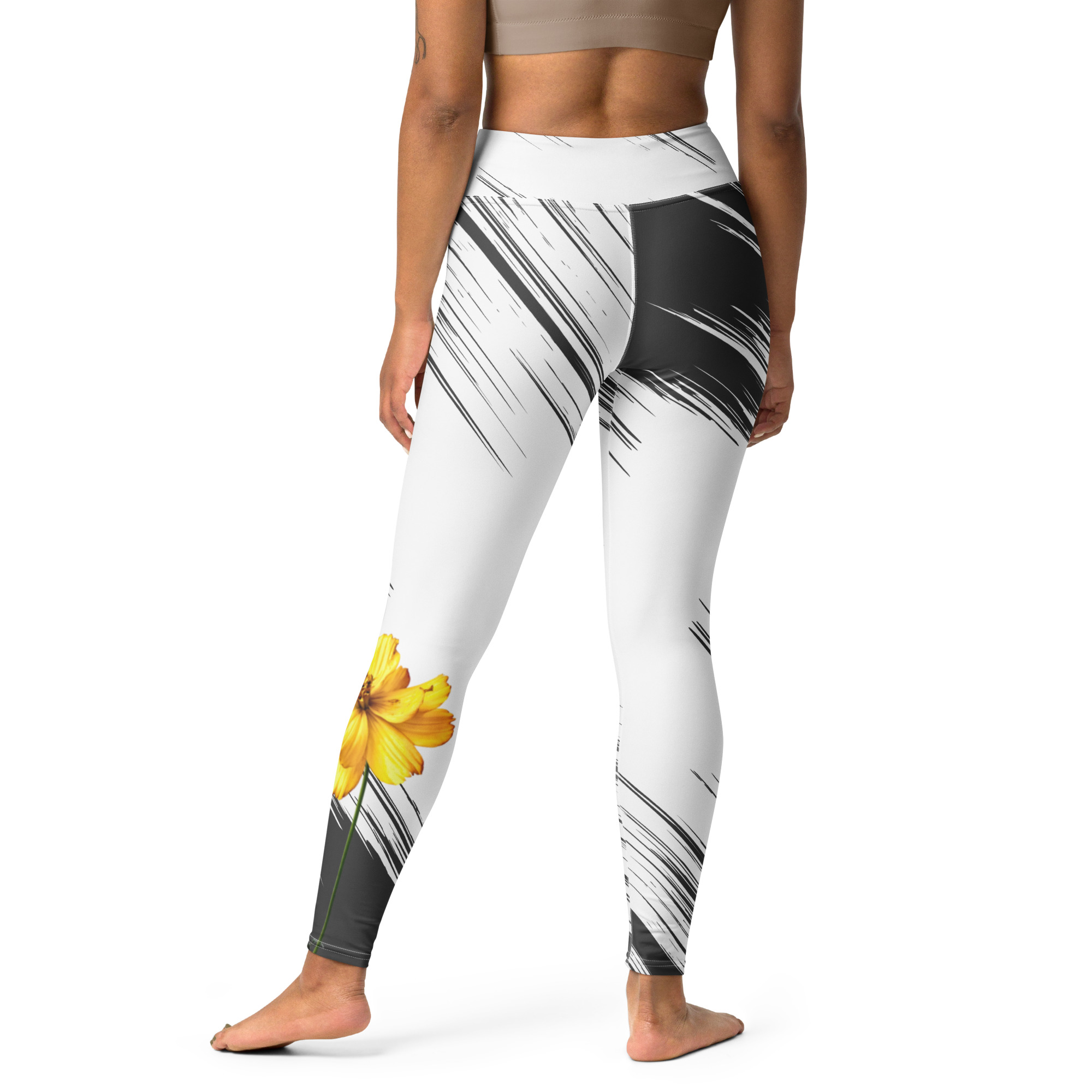 Yellow Cosmos – Yoga Leggings – XS (back view)