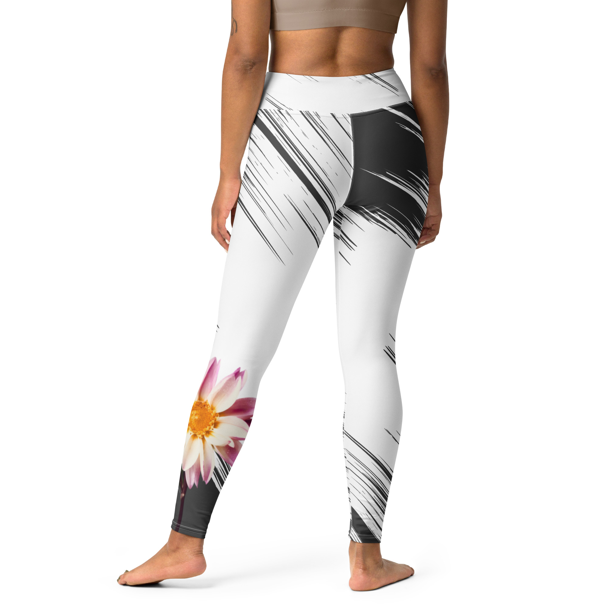 Pink Dahlia – Yoga Leggings – XS (back view)