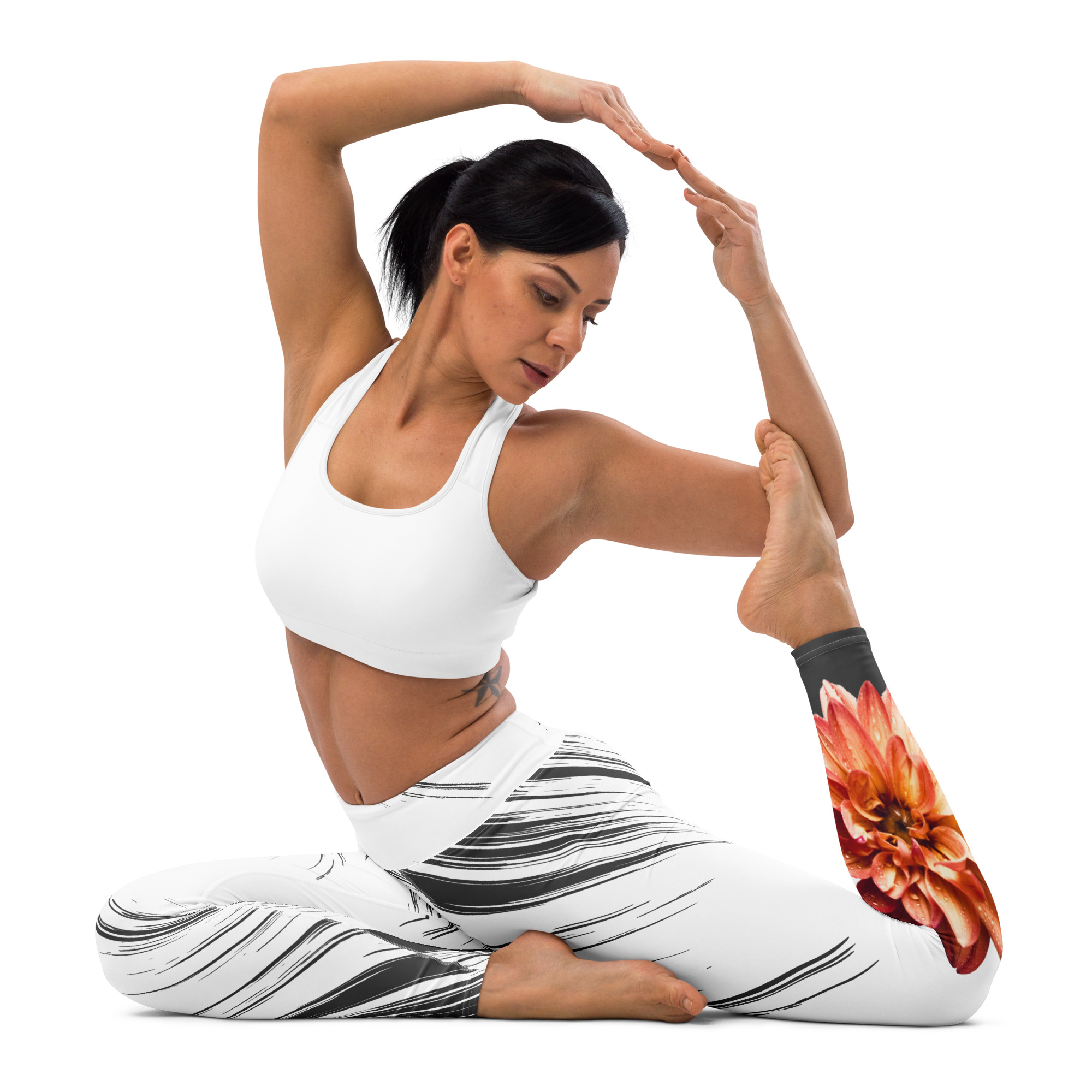 Copper Dahlia – Yoga Leggings – XS (front view)