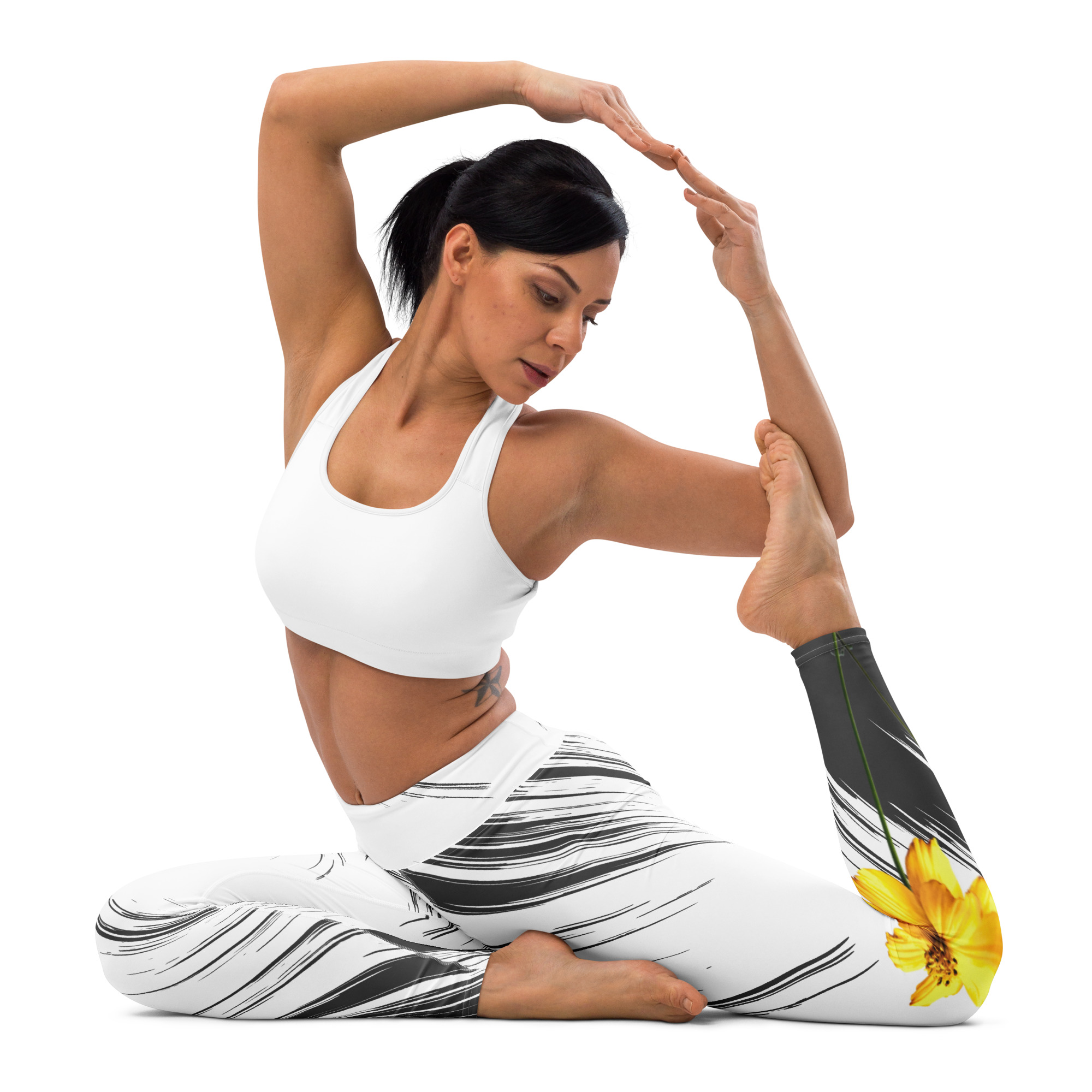 Yellow Cosmos – Yoga Leggings – XS (front view)