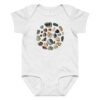 Rock Solid baby bodysuit – Ash (front view)