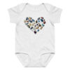 Pebbled Love Pebbled Love baby bodysuit – Ash (front view)