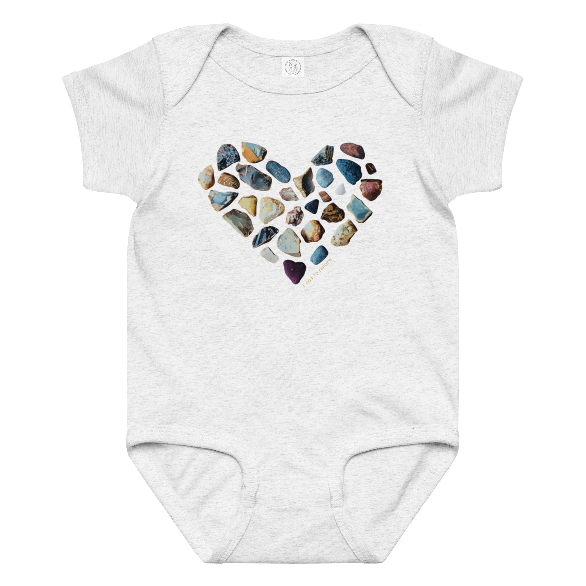 Pebbled Love Pebbled Love baby bodysuit – Ash (front view)