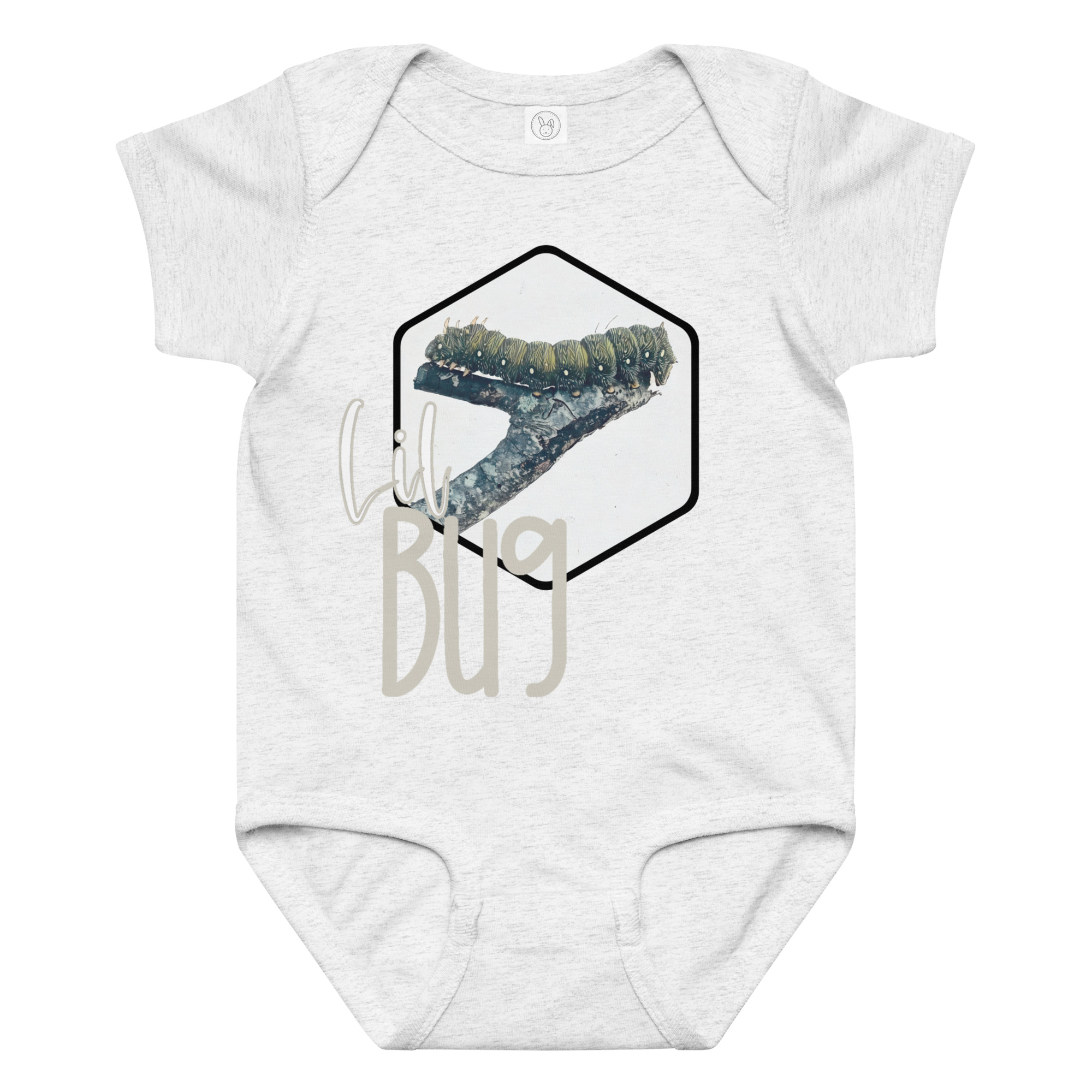Caterpillar – Lil Bug Caterpillar – Lil Bug baby bodysuit – Ash (front view)