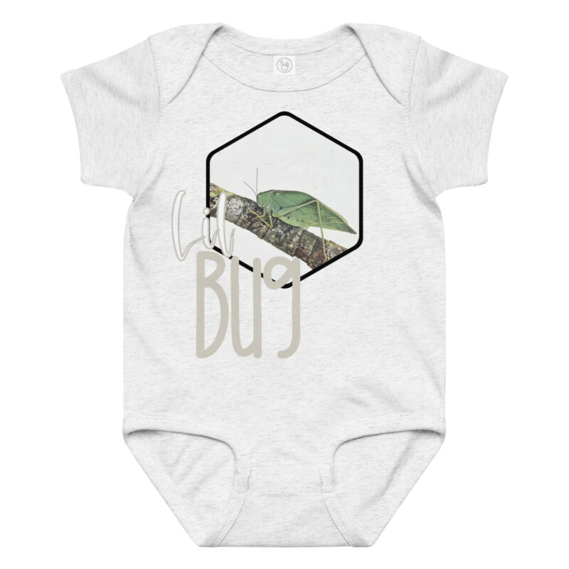 Katydid – Lil Bug baby bodysuit – Ash (front view)