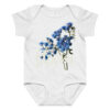 Blue Mistflower – Born to Bloom baby bodysuit – Ash (front view)