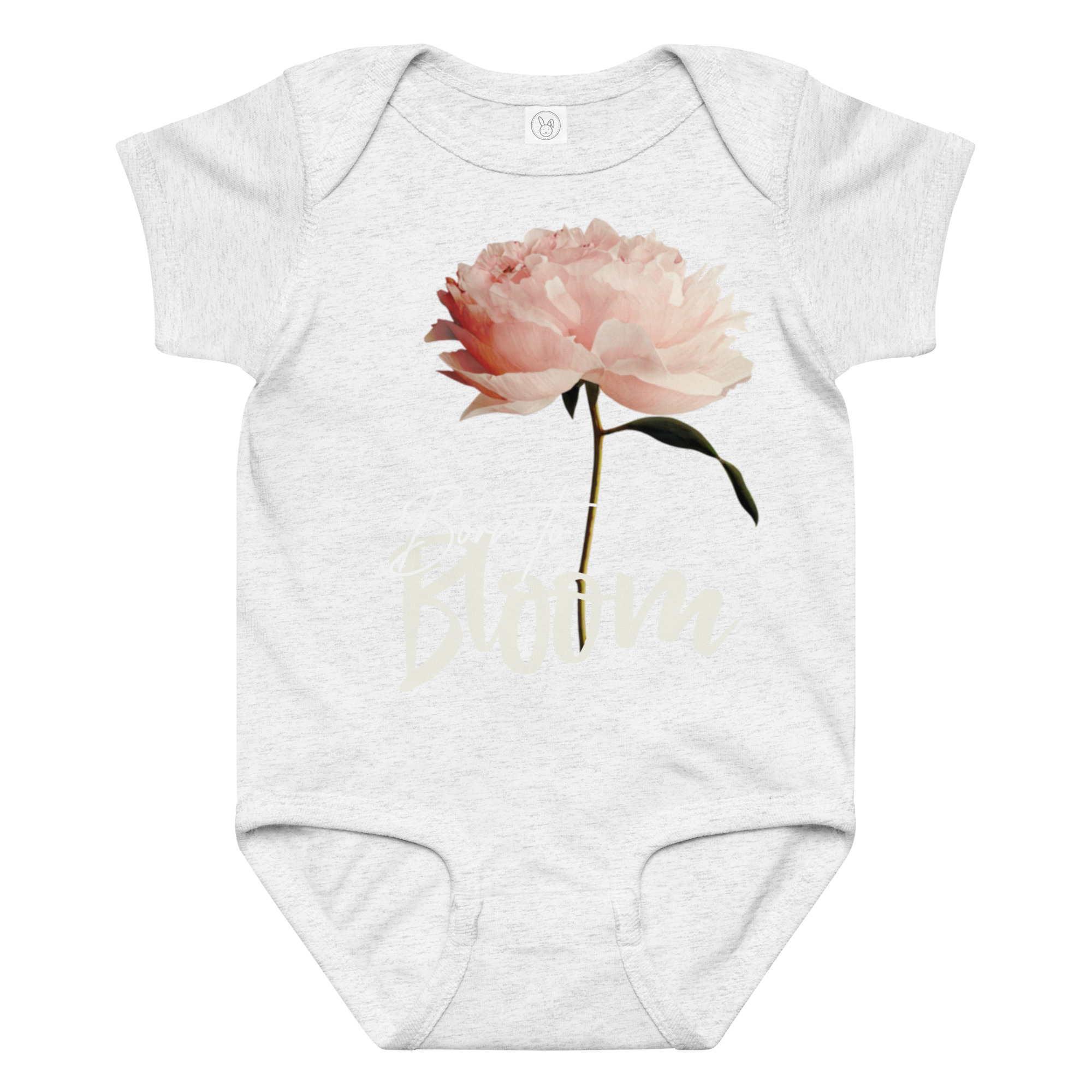 Blush Peony – Born to Bloom Blush Peony – Born to Bloom baby bodysuit – Ash (front view)