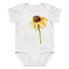 Brown-Eyed Susan – Born to Bloom baby bodysuit – Ash (front view)