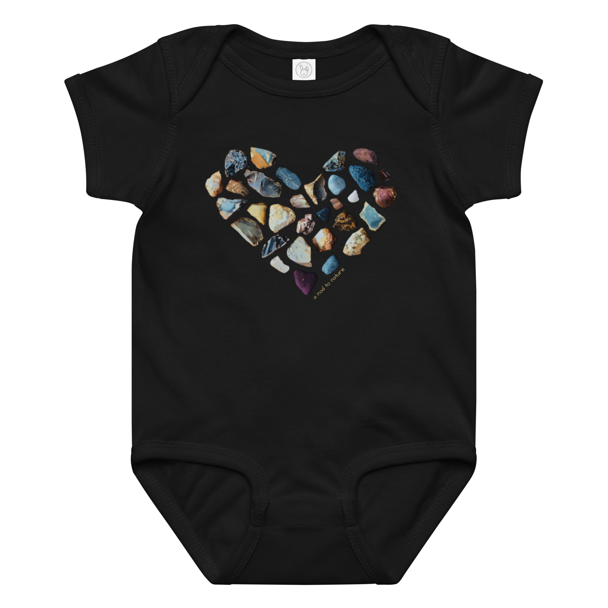 Pebbled Love Pebbled Love baby bodysuit – Ash (front view)