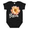 Peach Dahlia – Born to Bloom Peach Dahlia – Born to Bloom baby bodysuit – Ash (front view)