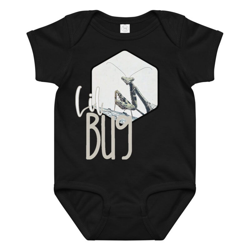 Praying Mantis No.2 – Lil Bug baby bodysuit – Ash